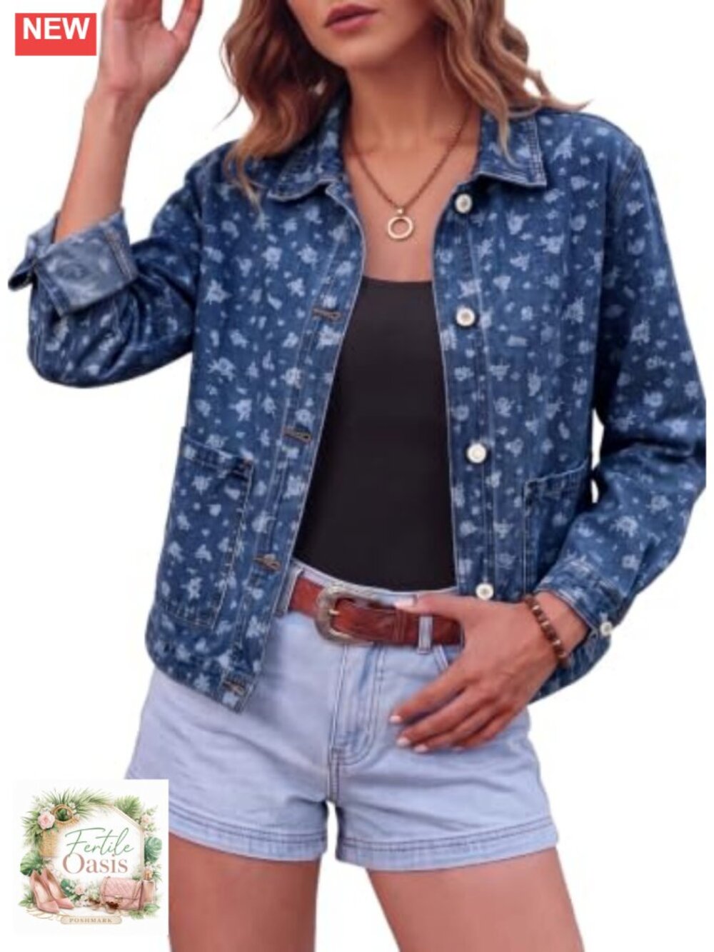 Women's Stretchy Denim Trucker Jacket Button Down Long Sleeve Casual Shacket